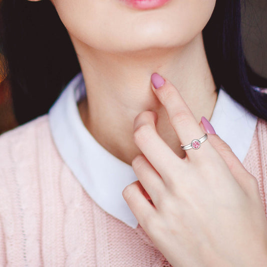 Customizable Stainless Steel Ring for Women with 12 AAA Zirconia Birthstones