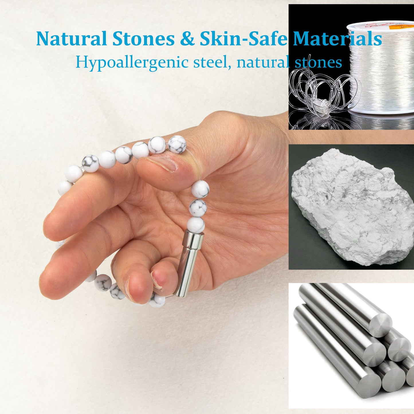 Stainless steel bracelet with nature stones