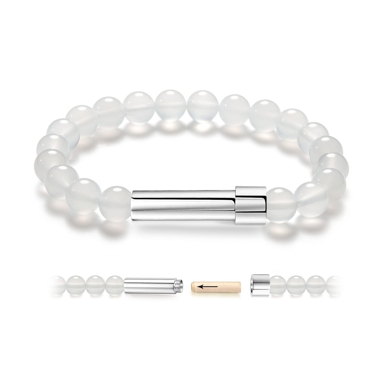 Stainless steel beaded wish bracelet with nature stones