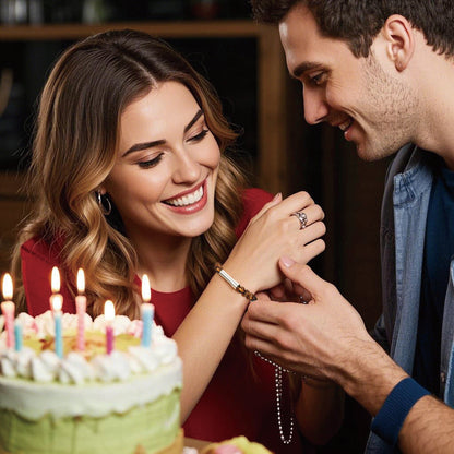 Stainless steel beaded wish bracelet with nature stones