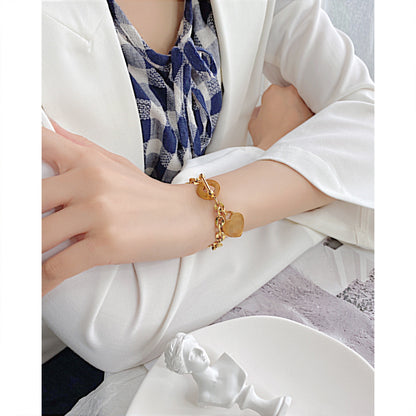 Stainless Steel Proverbs 4:23 Engraved Heart Charm Bracelet  for Women