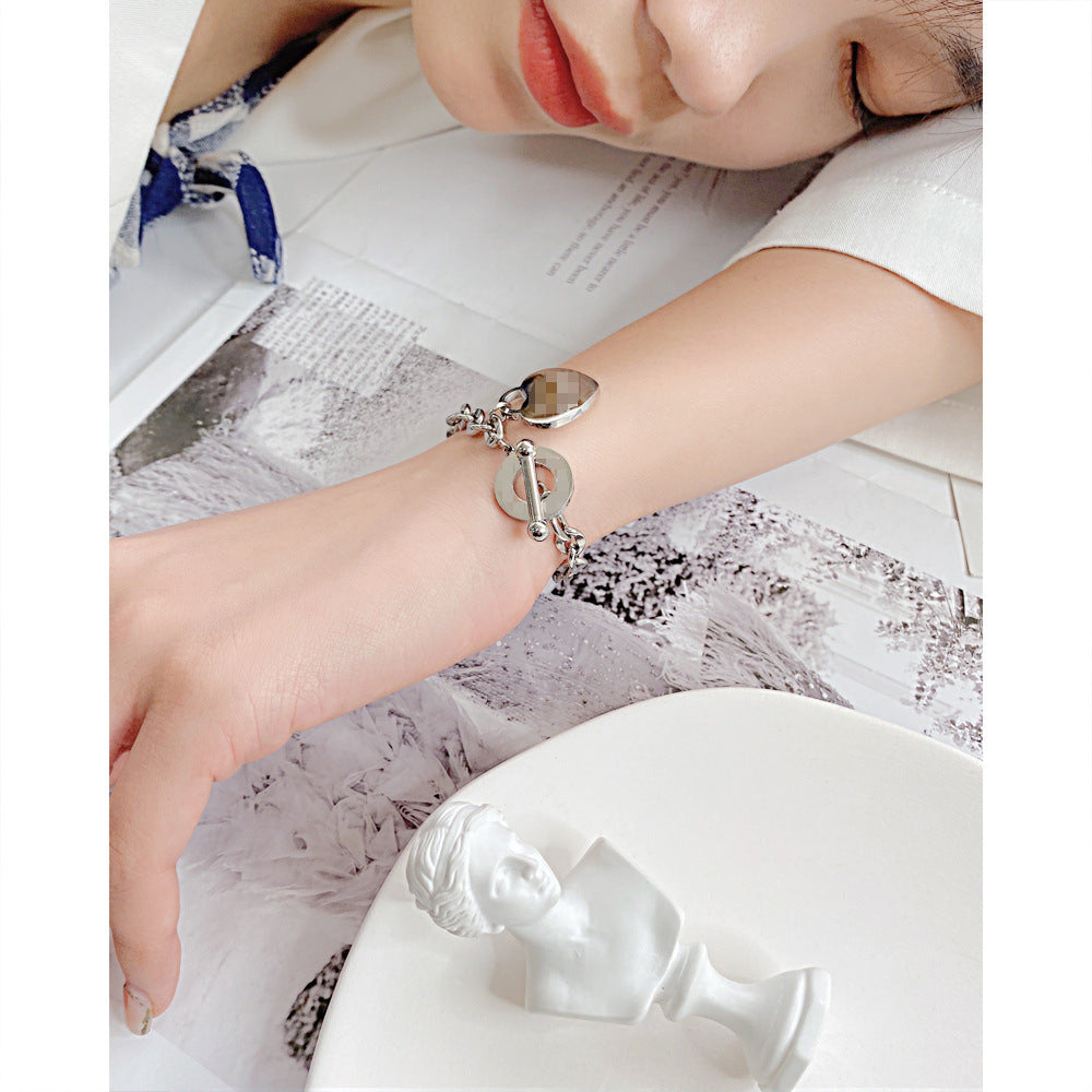 Stainless Steel Proverbs 4:23 Engraved Heart Charm Bracelet  for Women