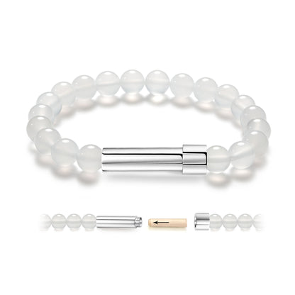 Stainless steel beaded wish bracelet with nature stones