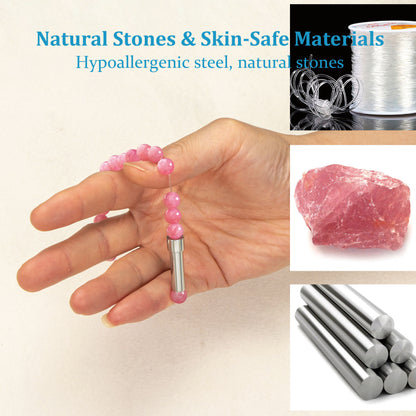 Stainless steel beaded wish bracelet with nature stones